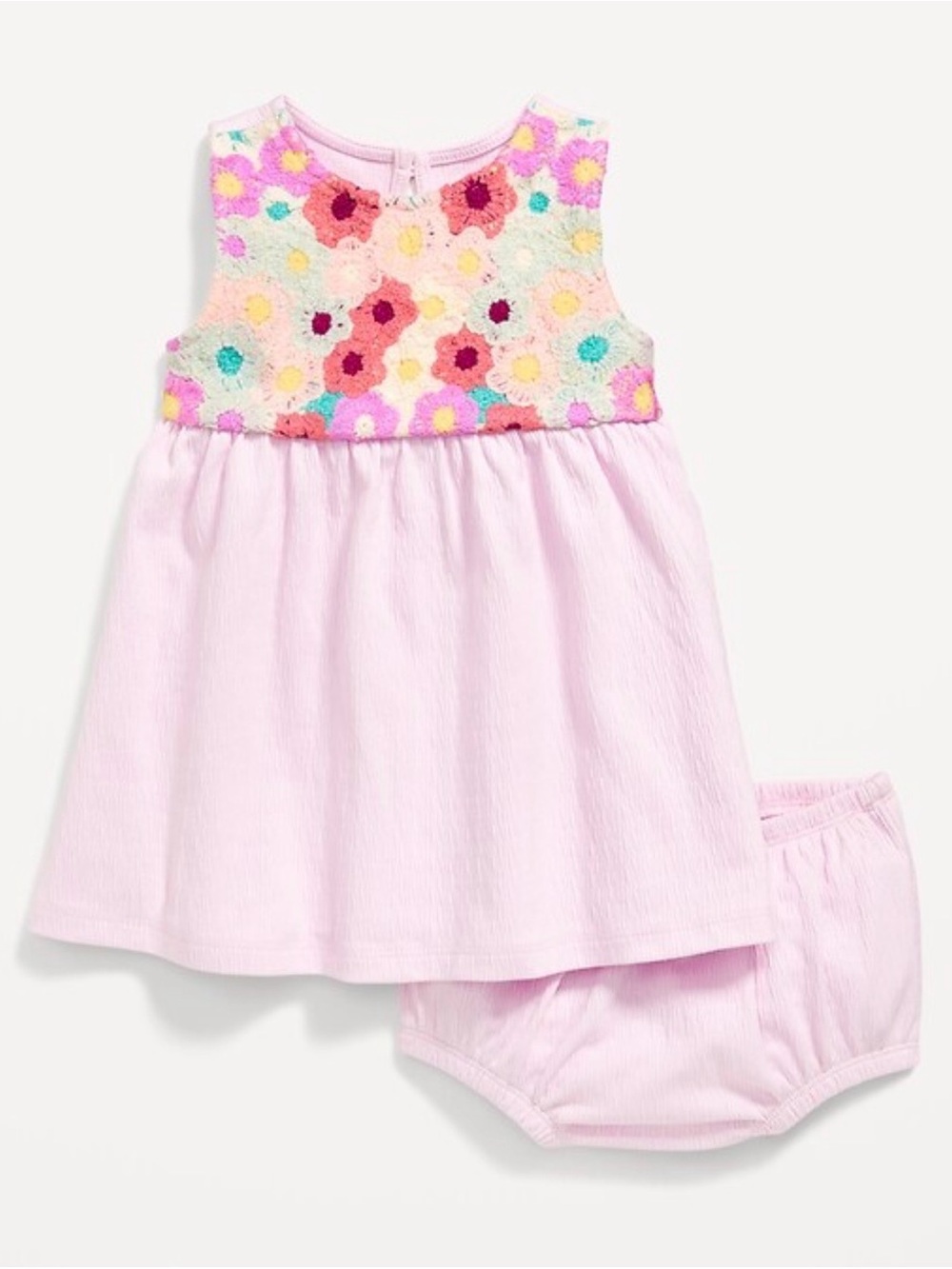 Old Navy Baby Crochet-Panel Dress & Shorts Set - Pink Floral